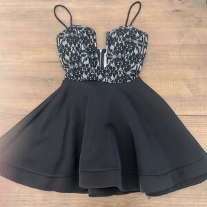 Black Lace Bustier skater Dress
